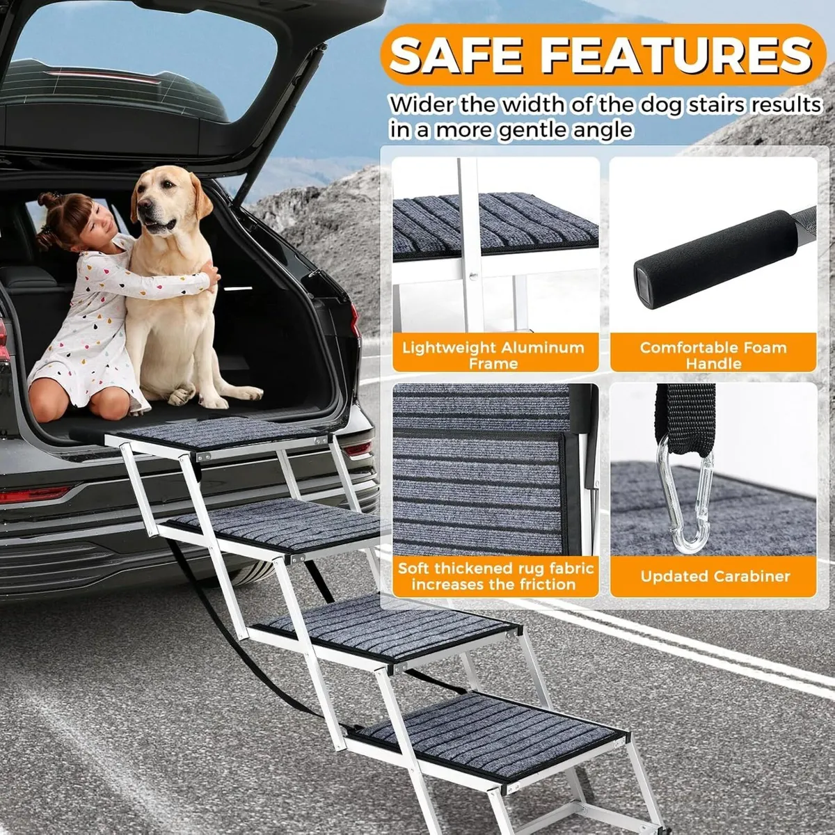 Extra Wide Dog Ramp for Cars Aluminium Step - Image 3