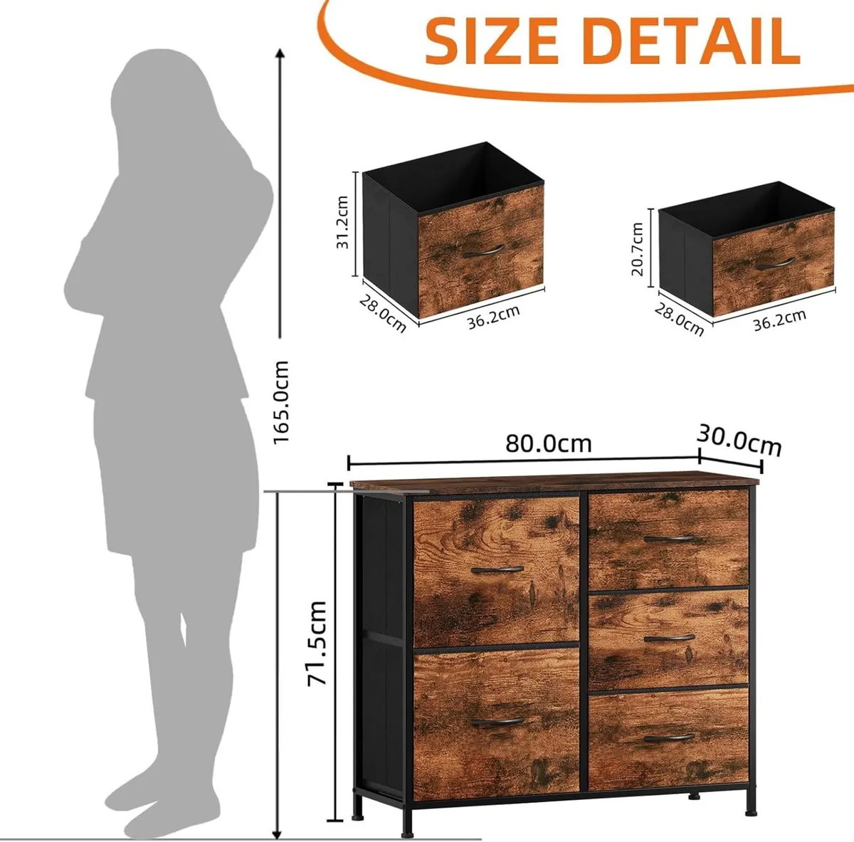 Chest of Drawers Bedroom 5 Width 80CM - Image 3