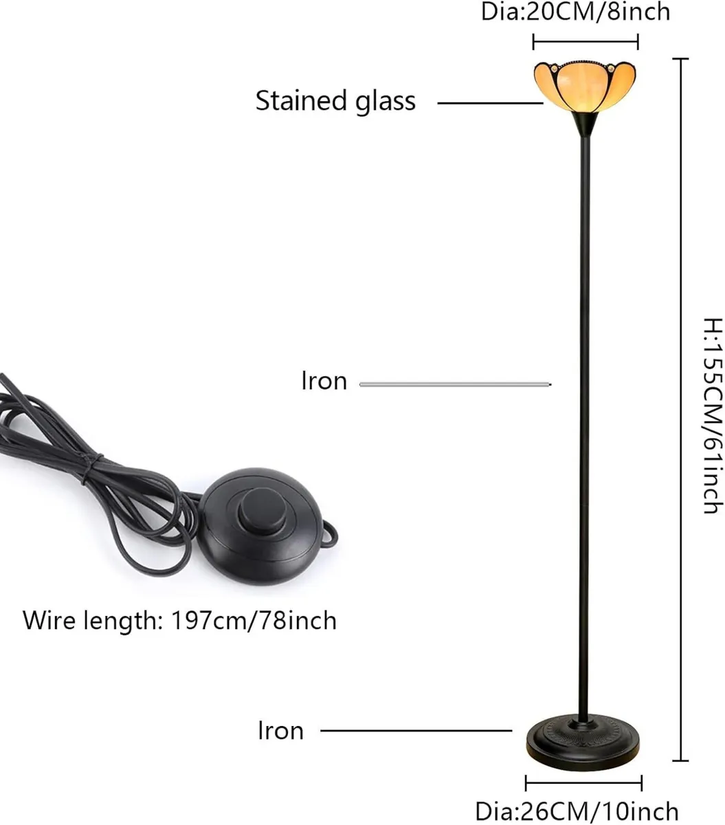Tiffany Floor Lamp Stained Glass Tochiere Vintage - Image 4