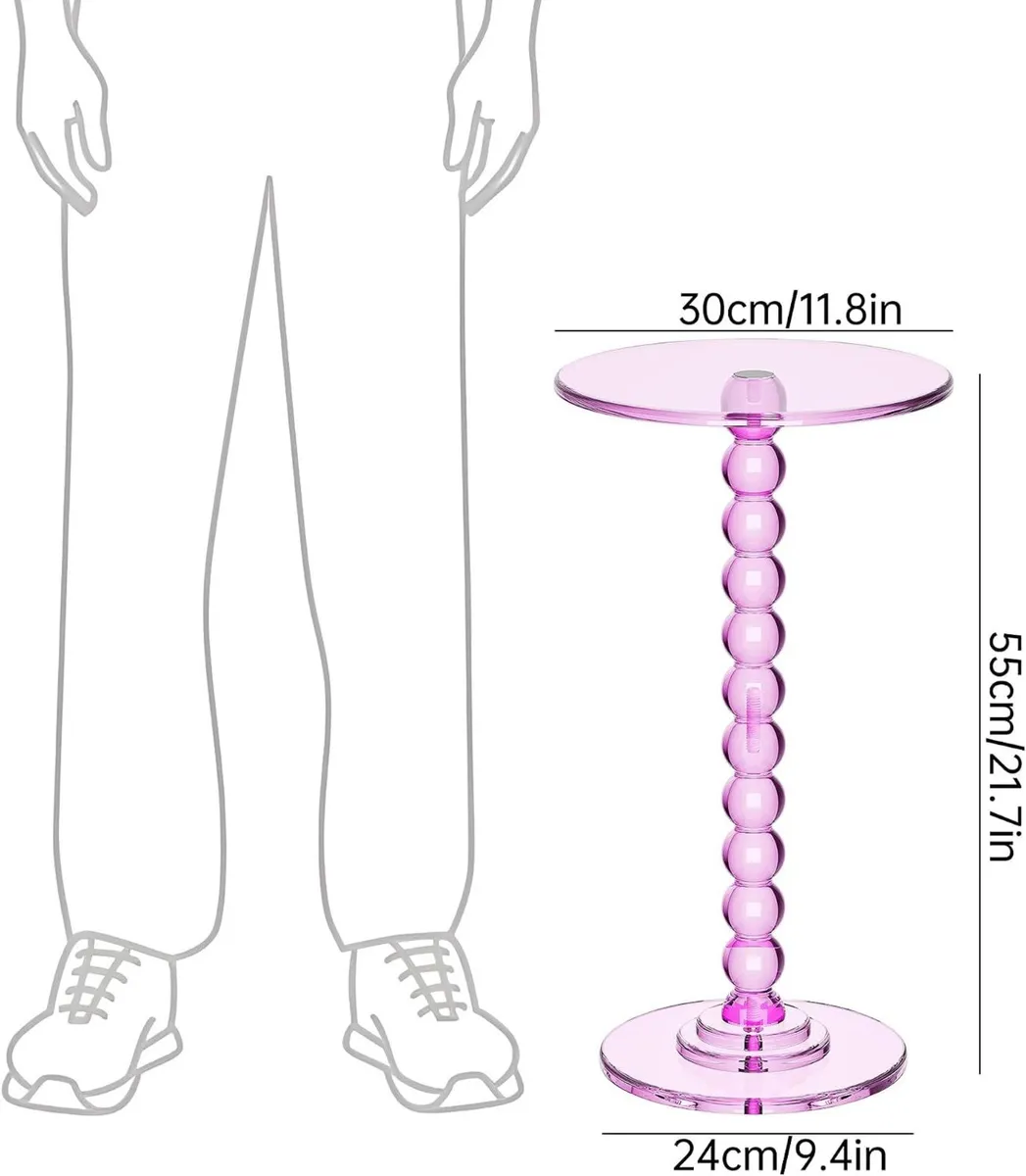 Acrylic Round Side Table End with Pedestal Stand - Image 3