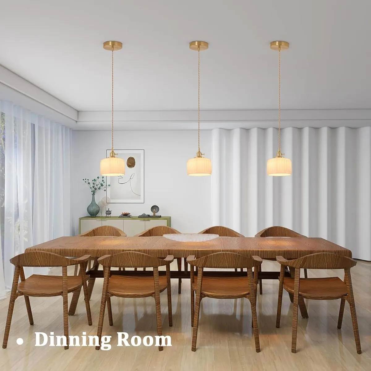 Pendant Light with Striped Glass Lampshade Brass - Image 3