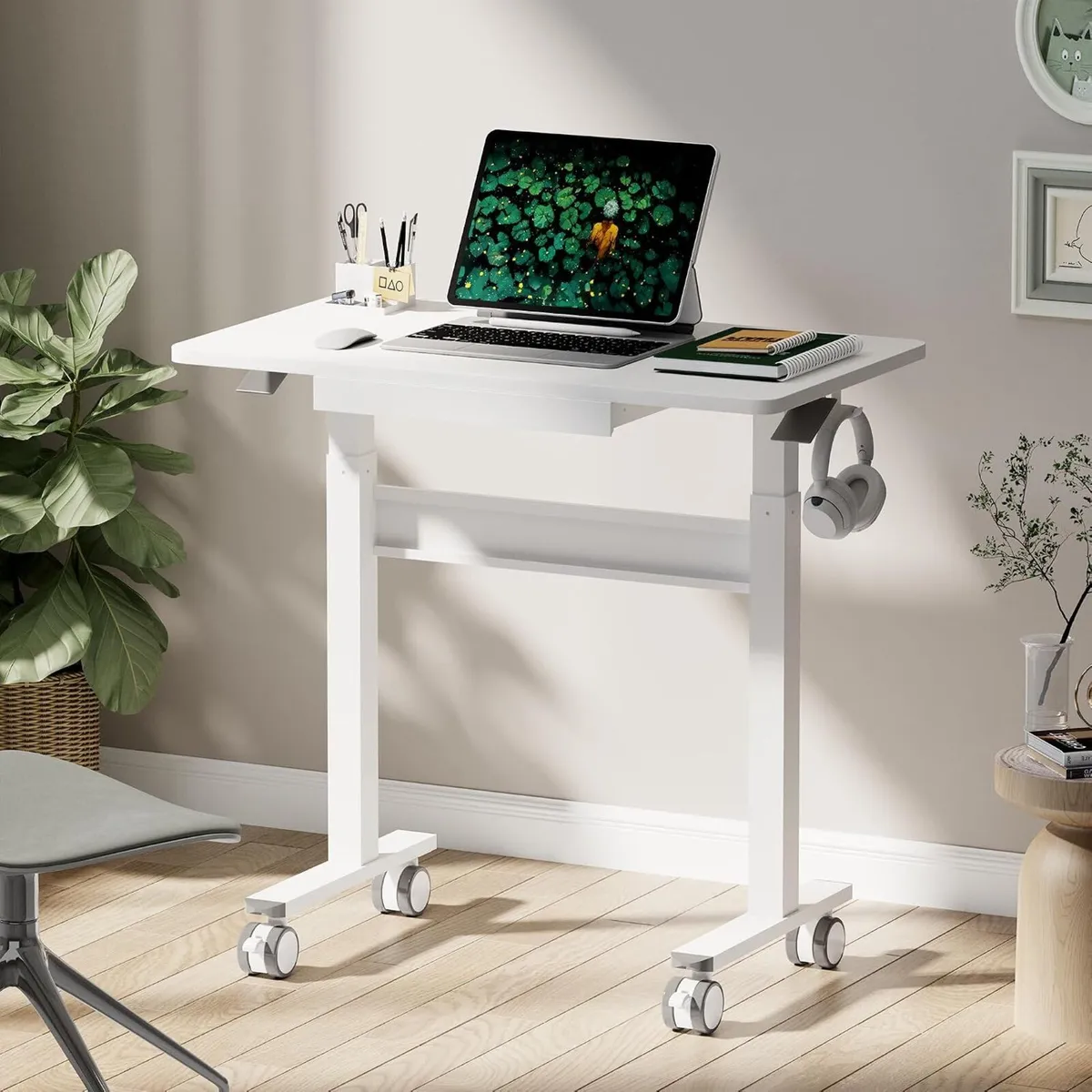 Mobile Standing Desk Pneumatic Height Adjustable - Image 1