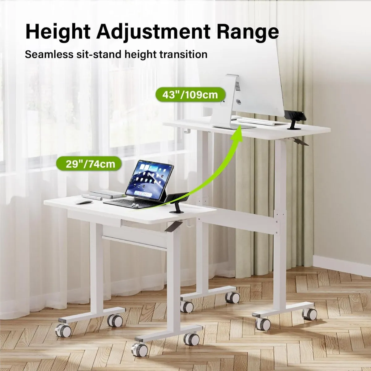 Mobile Standing Desk Pneumatic Height Adjustable - Image 3