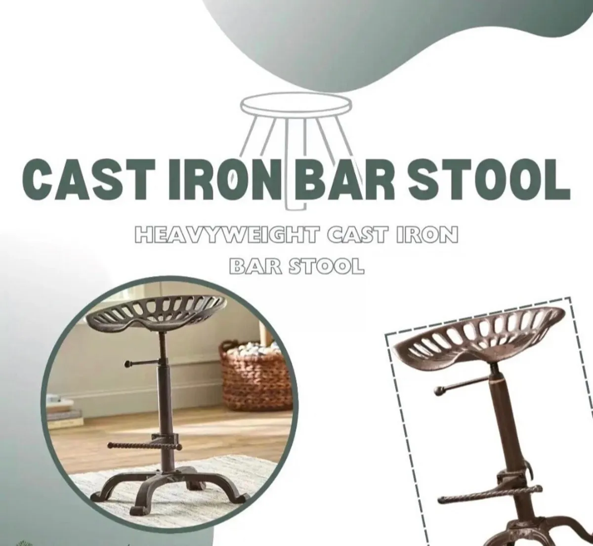 NEW Cast Iron Tractor Kitchen Bar Stool - Image 1
