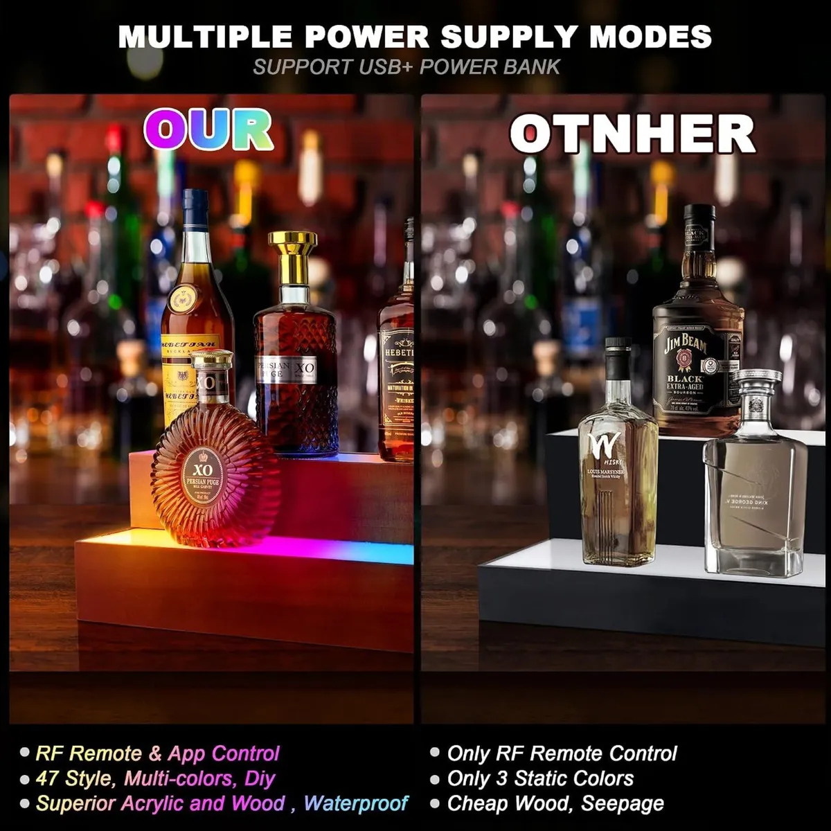 16 Inch Wine Rack with Light LED Liquor - Image 4