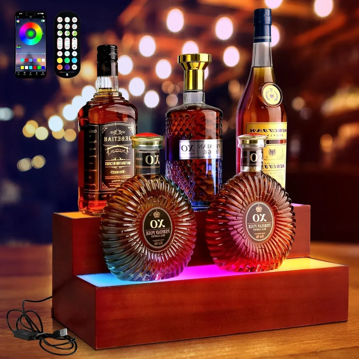 16 Inch Wine Rack with Light LED Liquor - Image 1