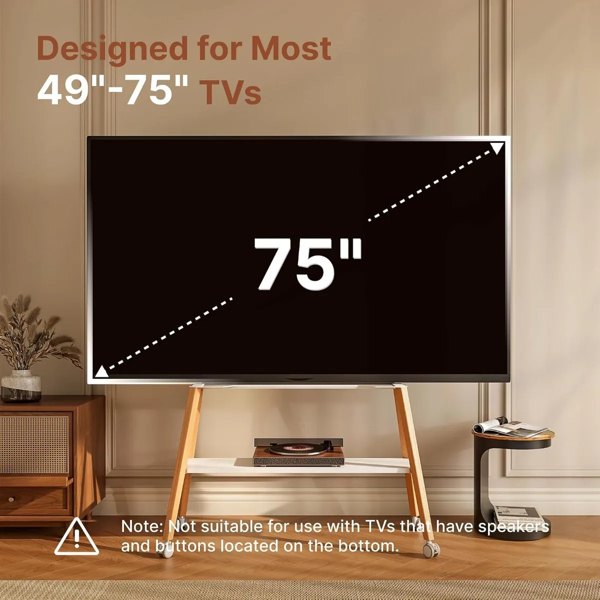 Rolling TV Stand with Wheels - Image 4