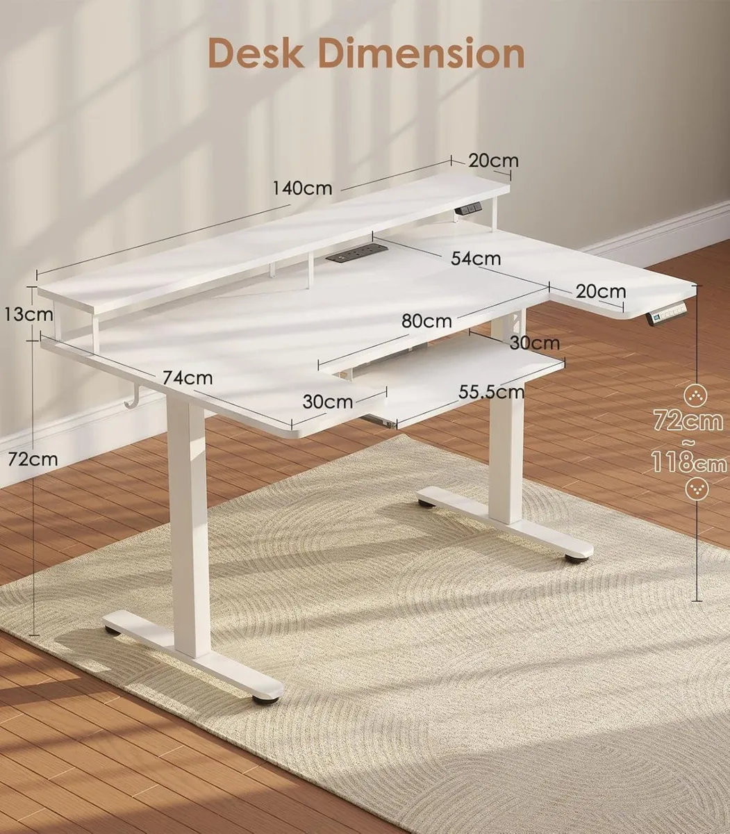 Desk U Shaped with LED Lights Power - Image 2