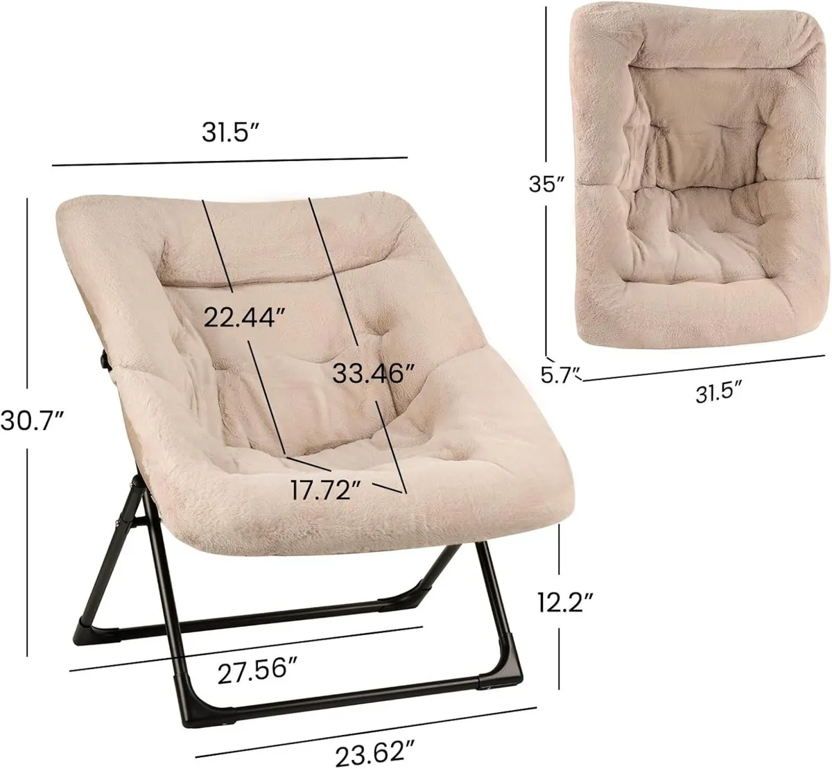 Armchair Saucer Chair Comfy Faux-Fur Reading - Image 3