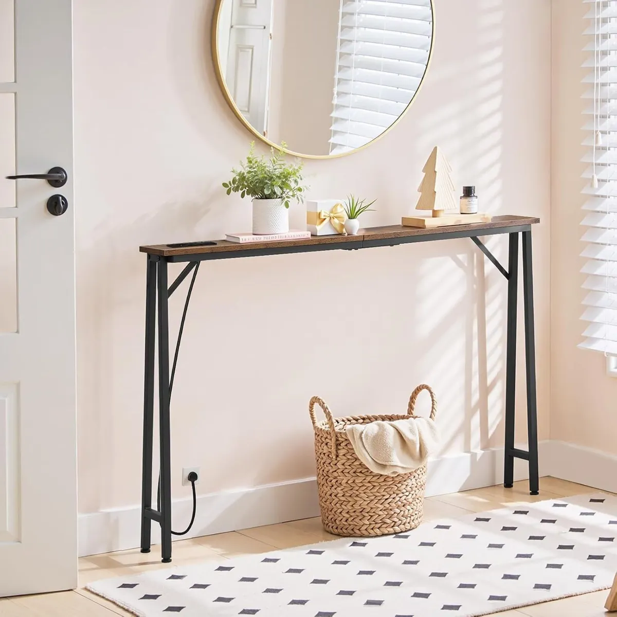 Console Table Slim Behind Sofa with Charging - Image 2