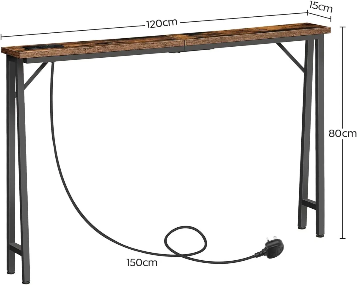 Console Table Slim Behind Sofa with Charging - Image 3