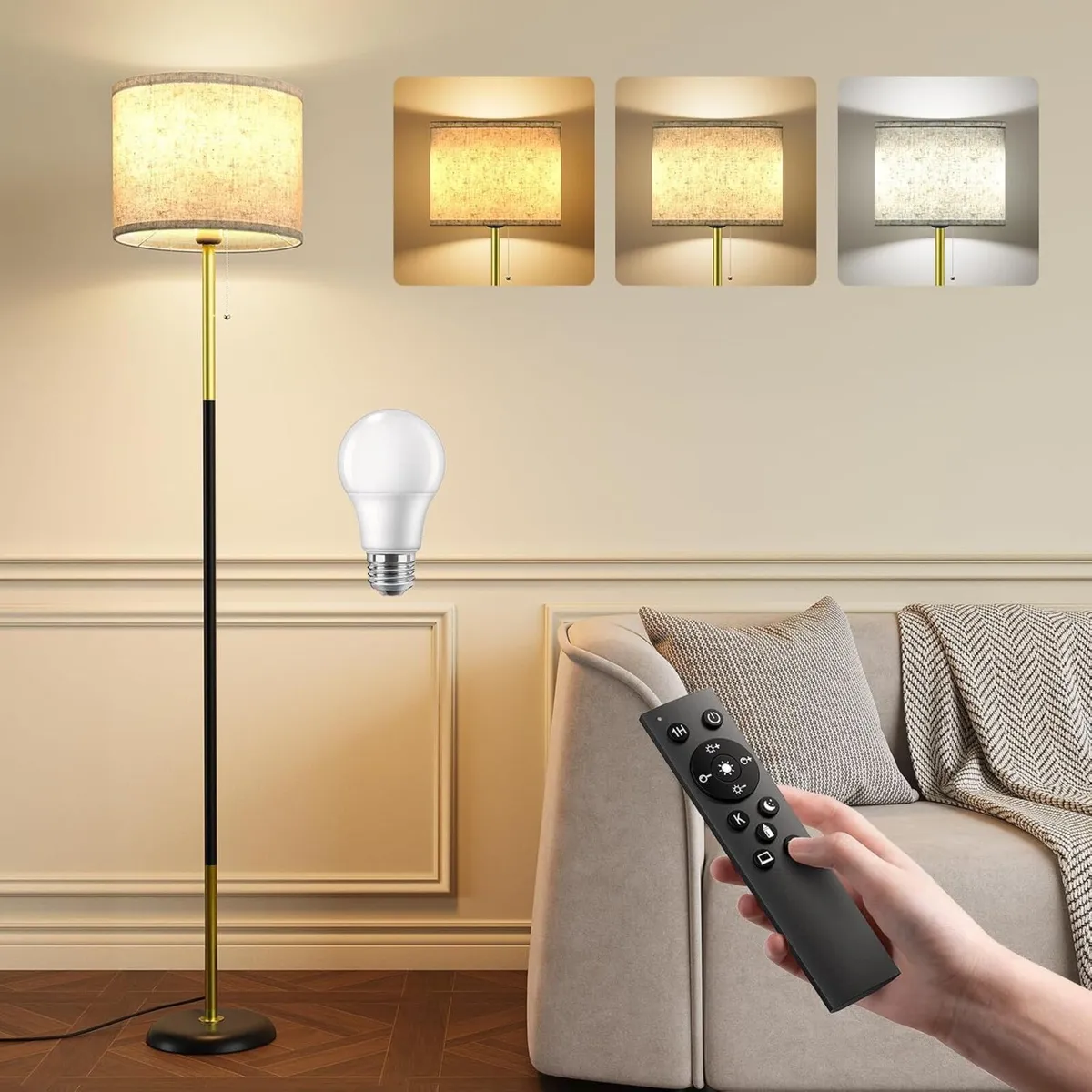 LED Floor Lamp 12W Standing Light with Remote - Image 1