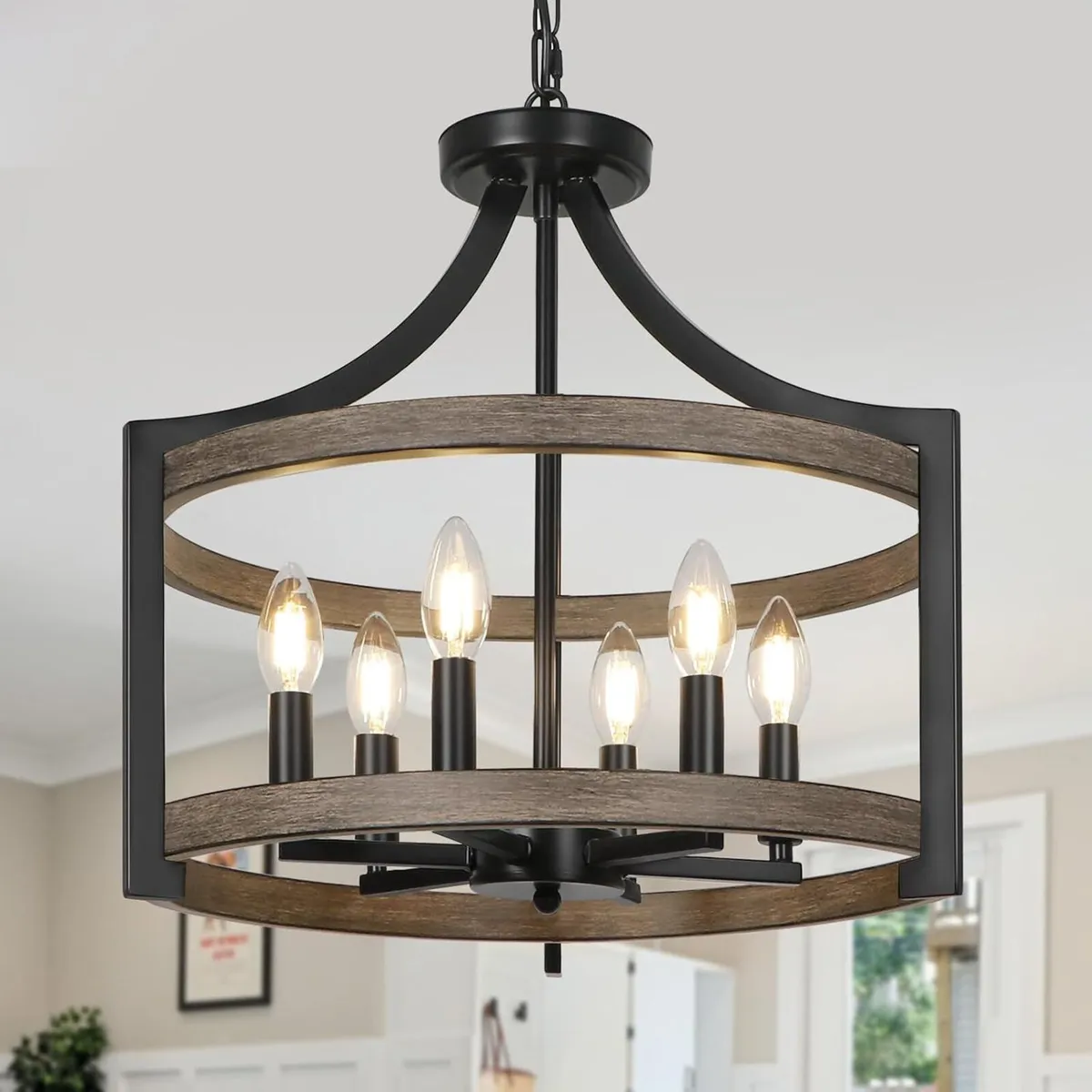6- Farmhouse Chandelier Rustic Metal Lantern - Image 1