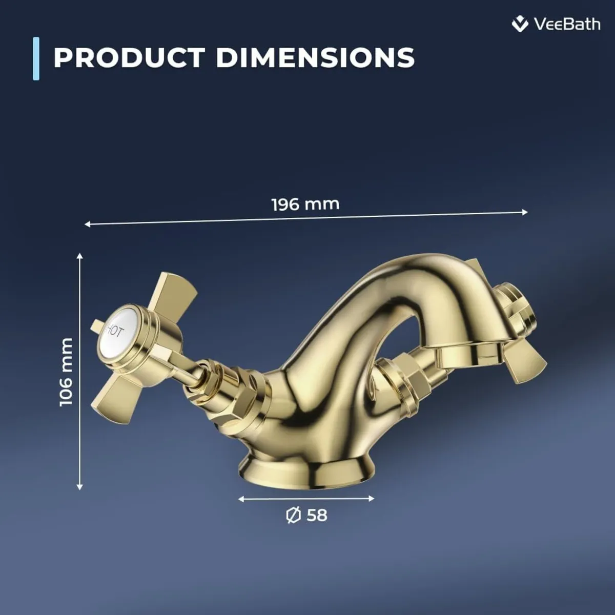Ripple Traditional Mono Basin Mixer Tap Victorian - Image 3