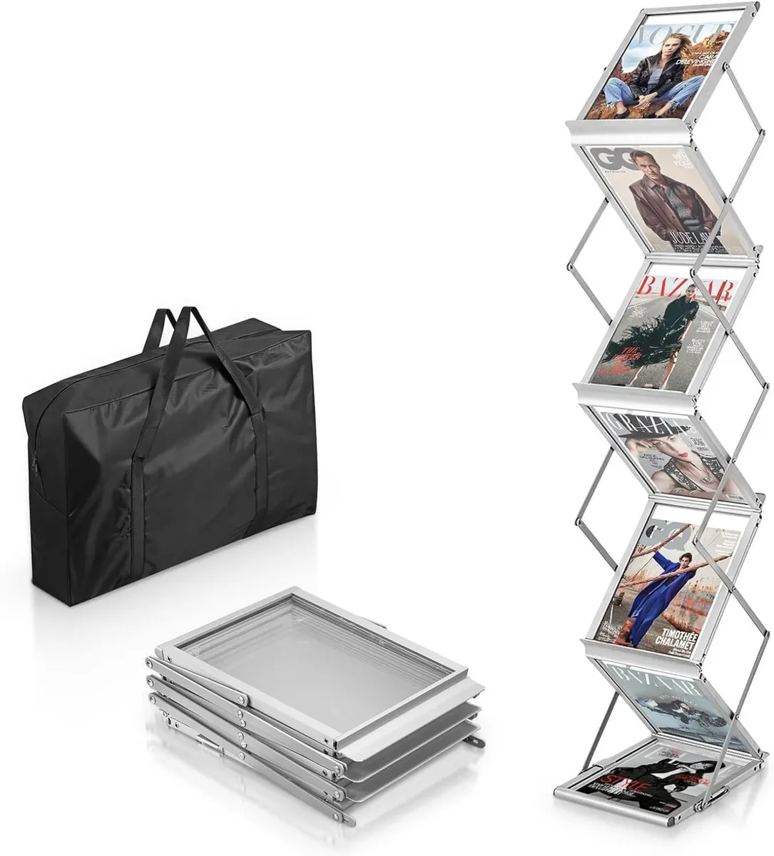 Foldable Aluminium Brochure Stand with 6 Pockets - Image 1