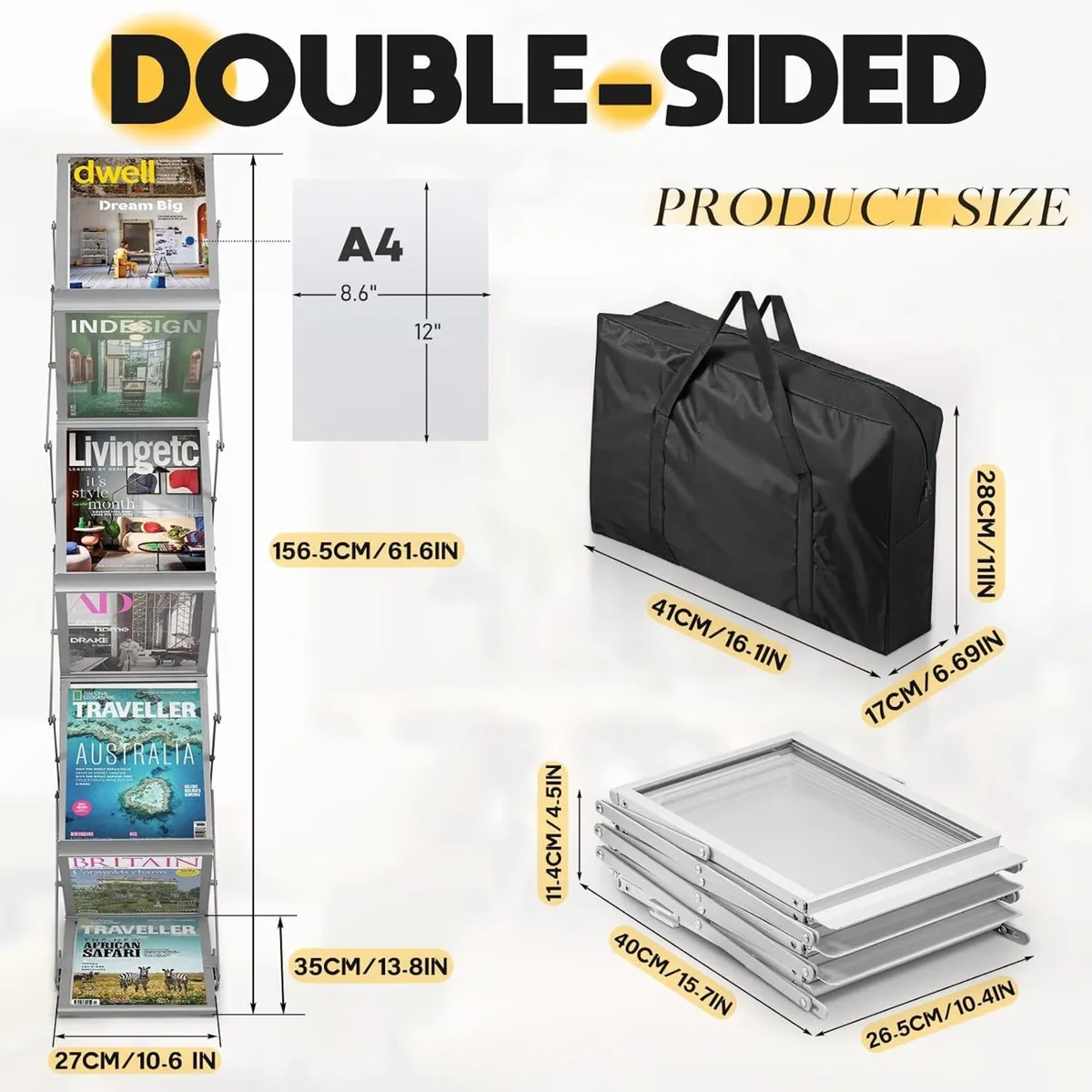 Foldable Aluminium Brochure Stand with 6 Pockets - Image 2