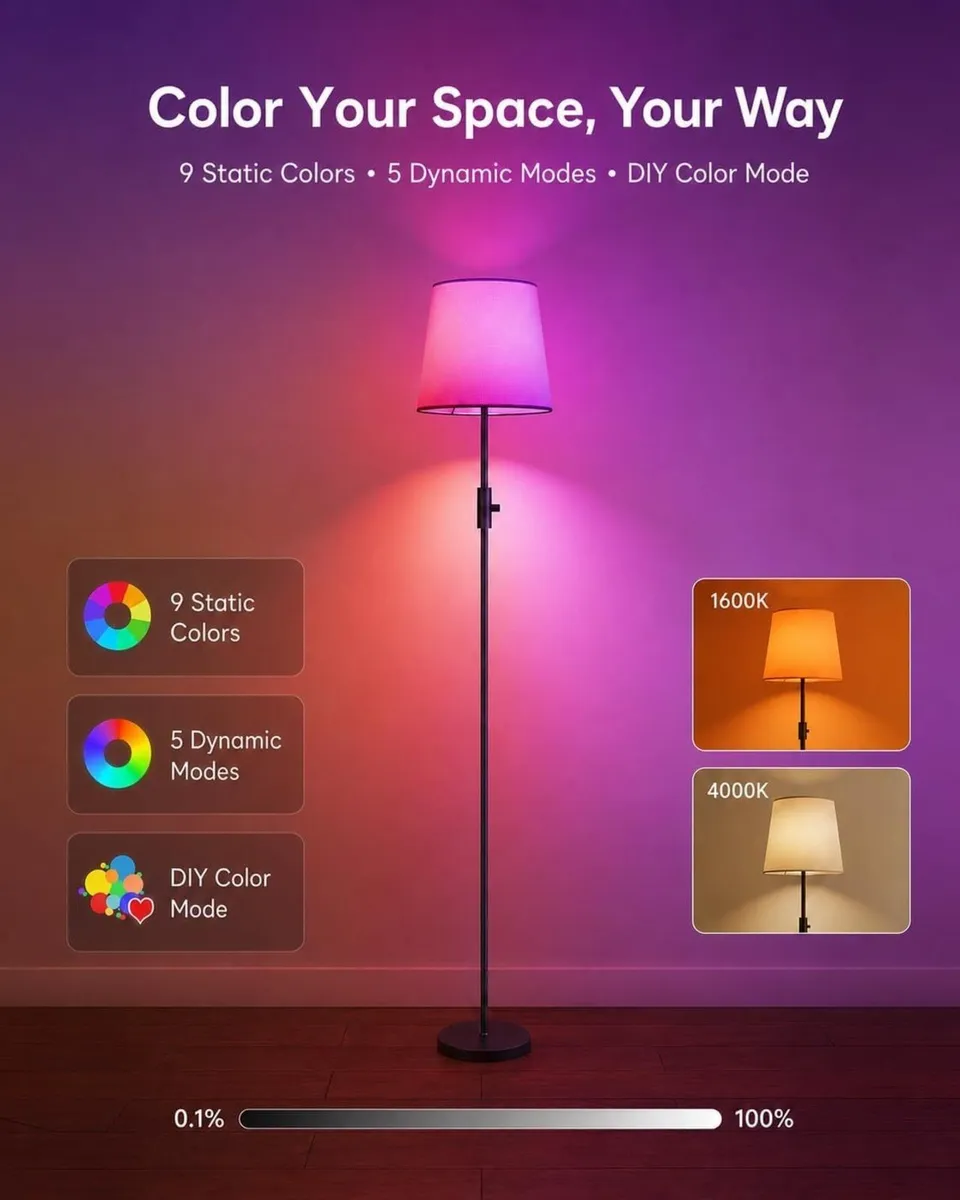 LED Floor Lamp RGB Colour Changing 157CM - Image 4