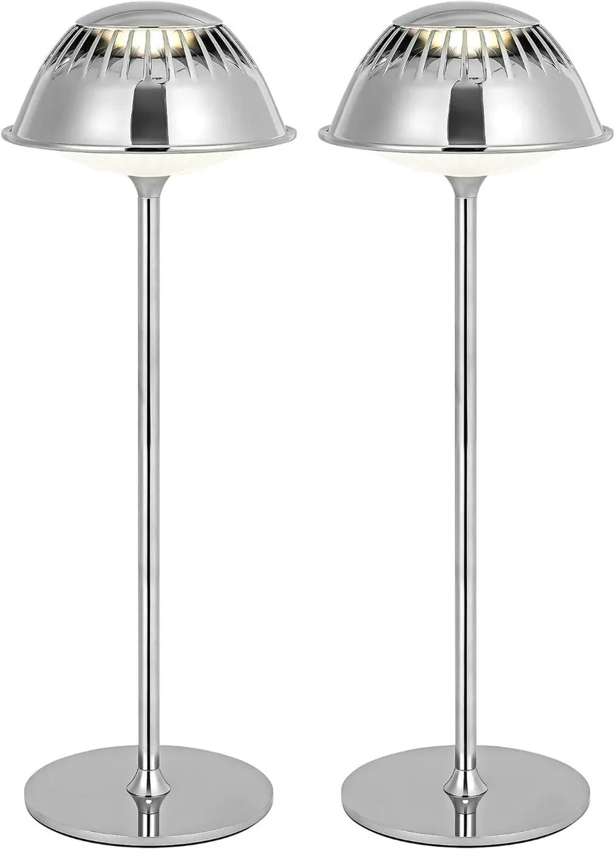 LED Modern Rechargeable Table Lamp Chrome Vioa - Image 1
