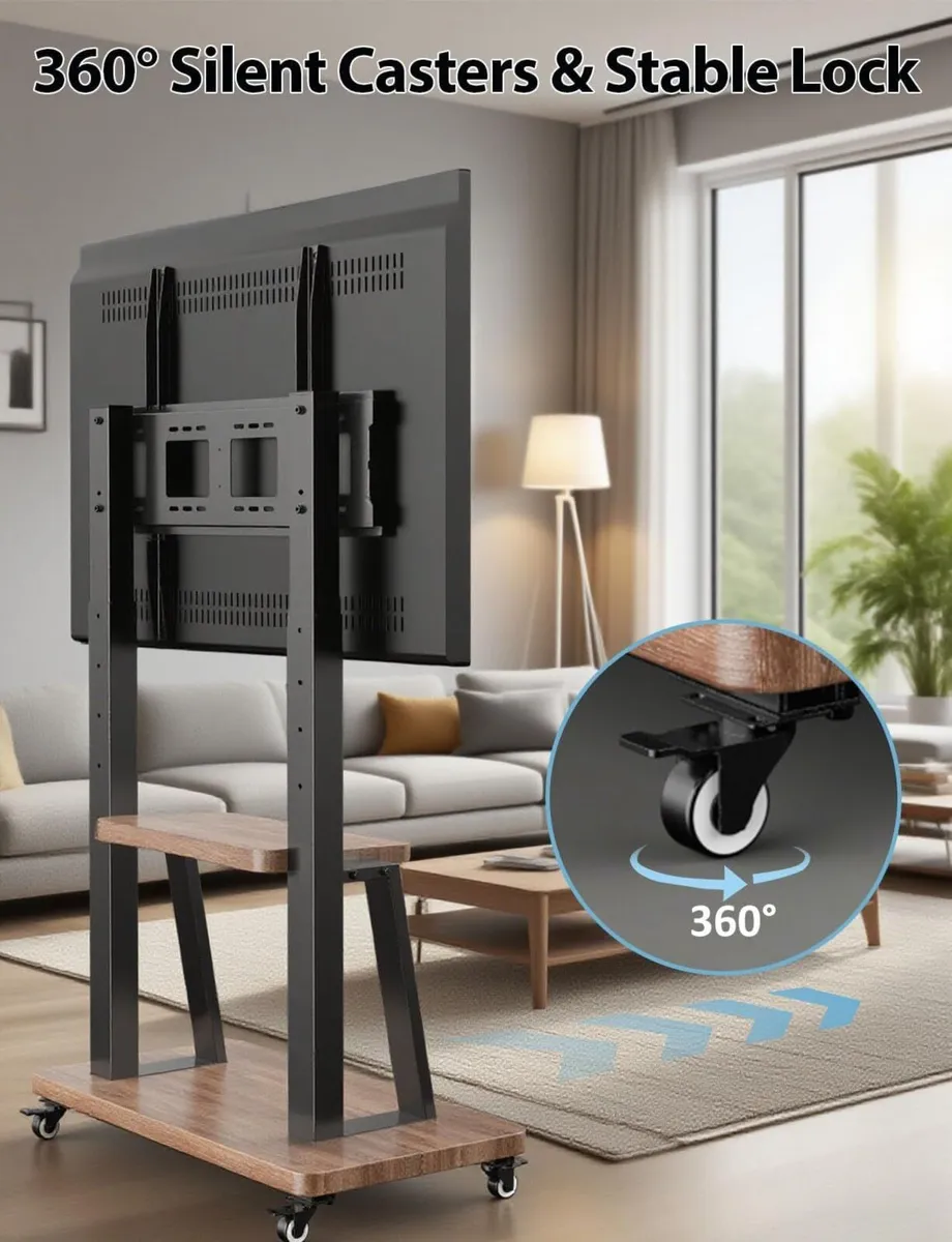 Mobile TV Floor Stand on Wheels for Most - Image 3