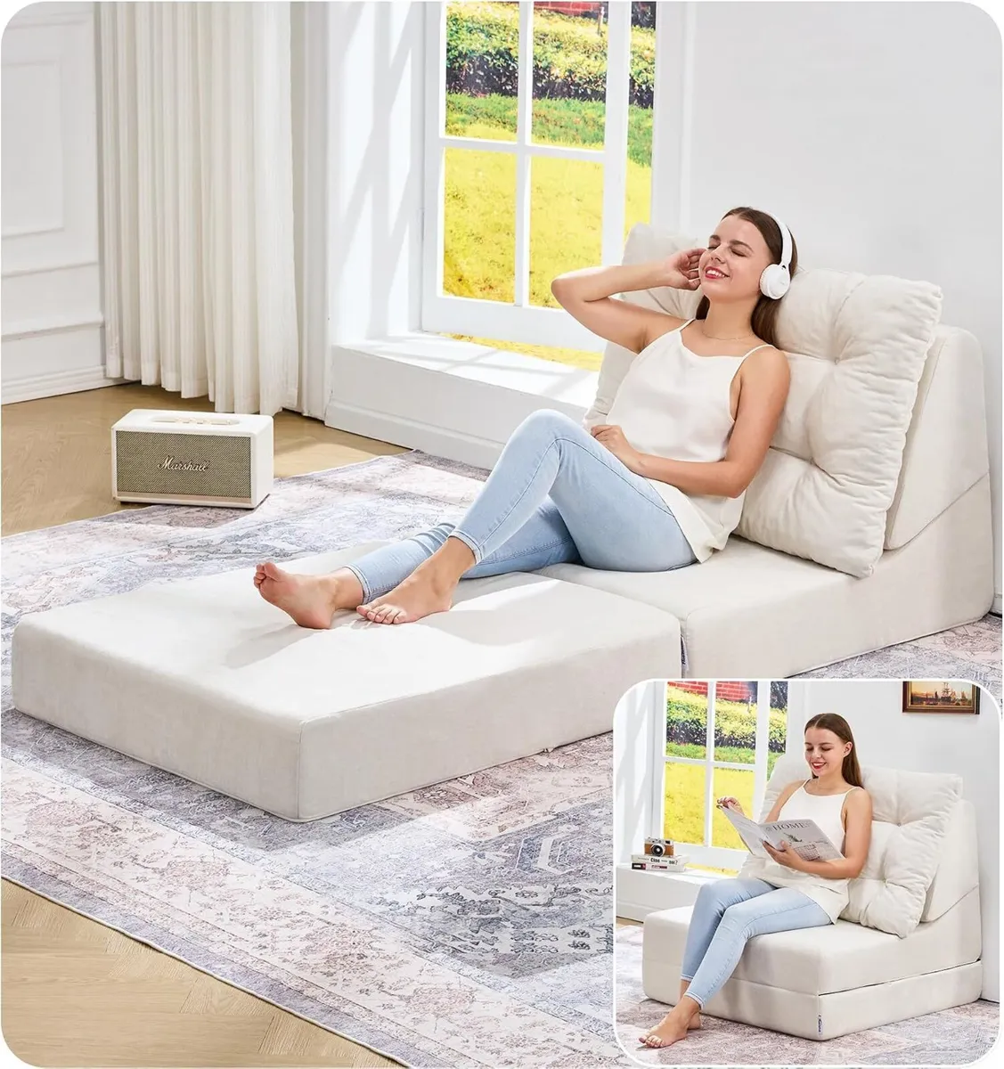 Folding Sofa Bed Large Comfy Floor Lounger - Image 1