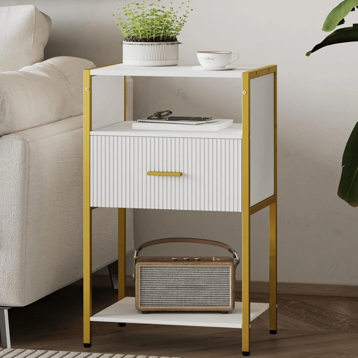 Bedside Table Nightstand with Storage Drawer - Image 1
