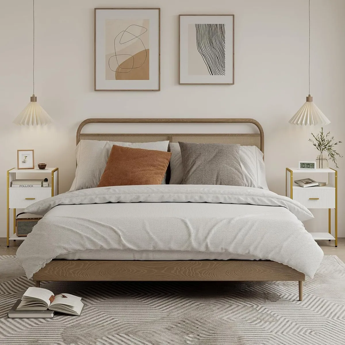 Bedside Table Nightstand with Storage Drawer - Image 3