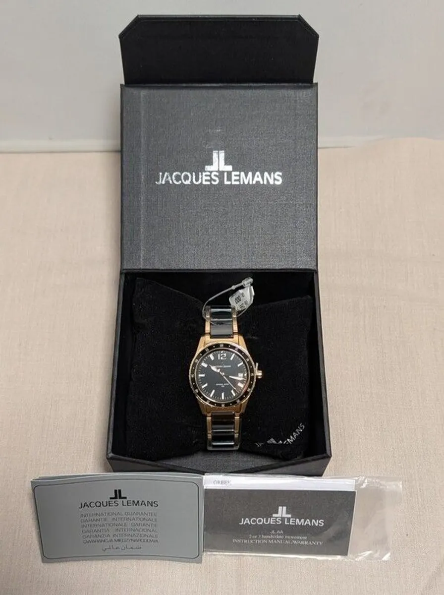 Brand New Jacques Lemans Ceramic Sport 100 Watch  Gold Black Ceramic (Unworn & Boxed) - Image 1
