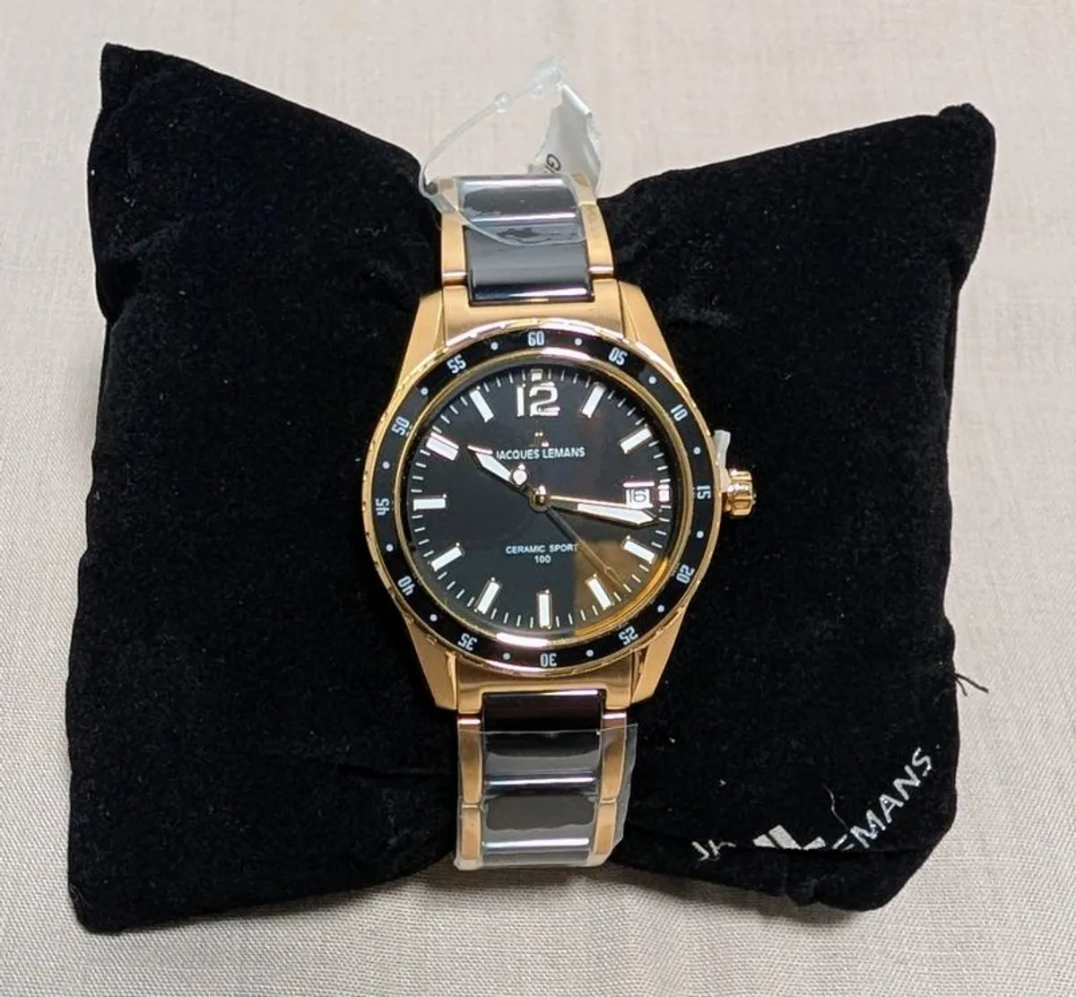 Brand New Jacques Lemans Ceramic Sport 100 Watch  Gold Black Ceramic (Unworn & Boxed) - Image 2