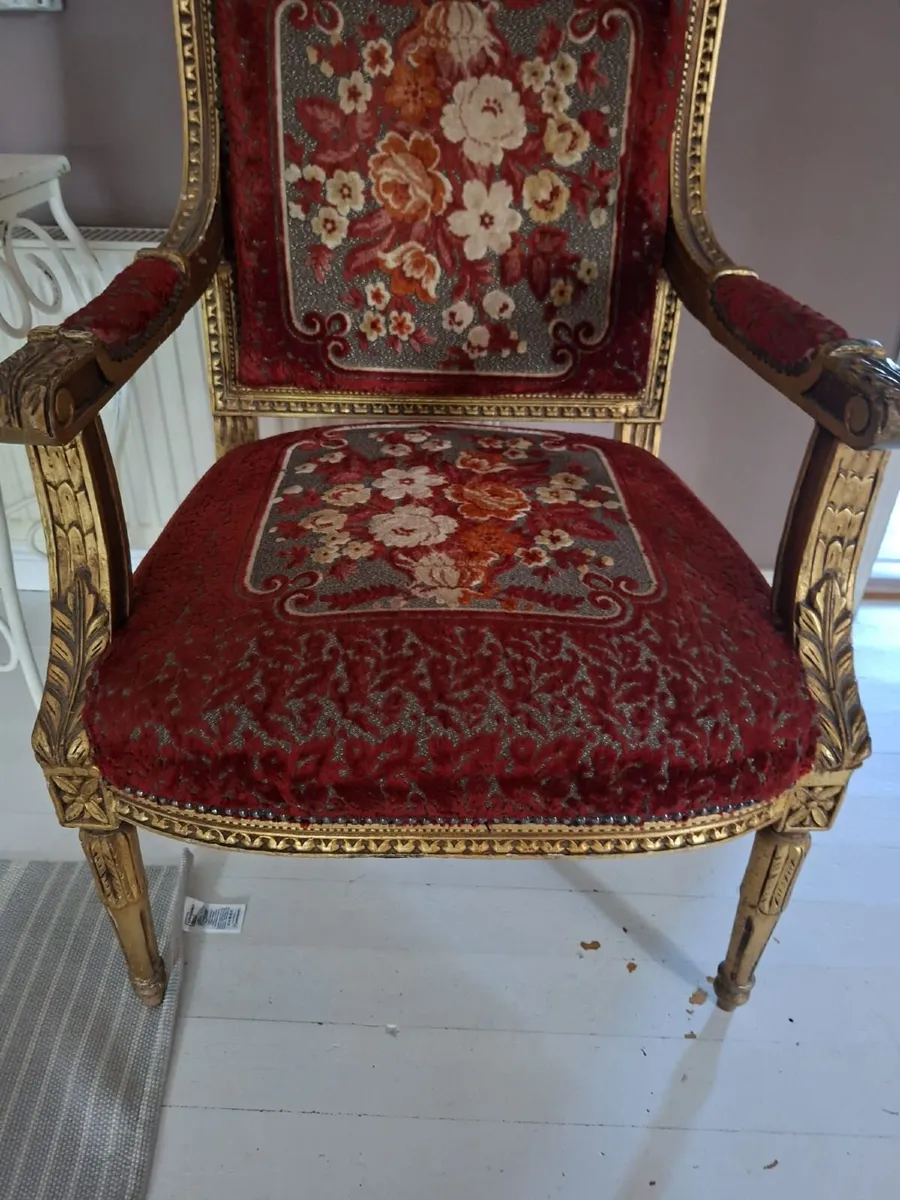 Pair vintage louis 16th style parlour chairs - Image 2