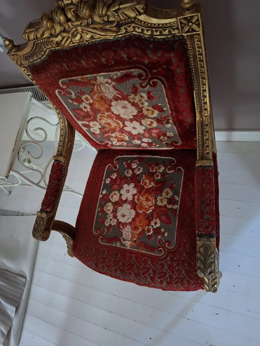 Pair vintage louis 16th style parlour chairs - Image 3