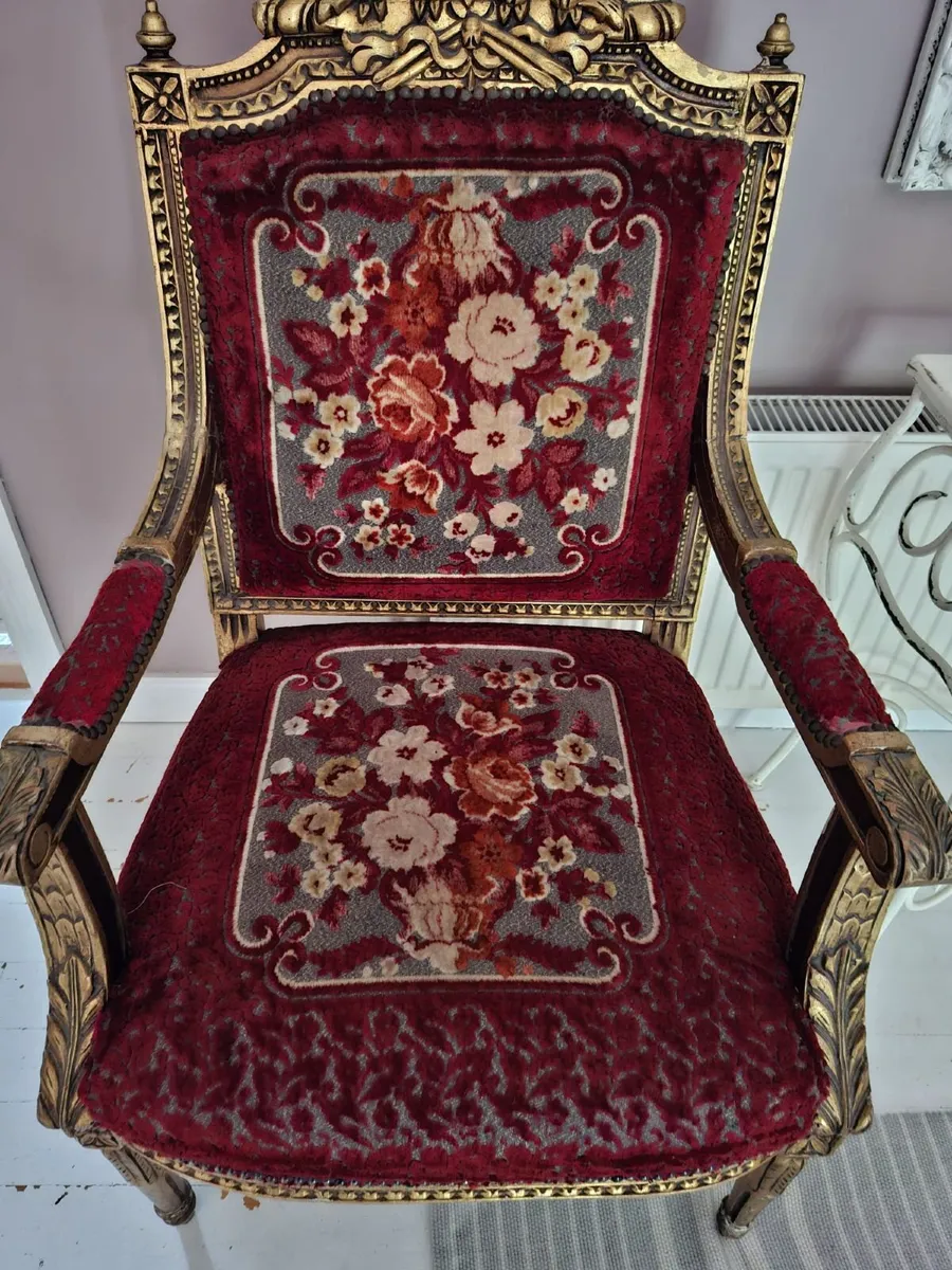 Pair vintage louis 16th style parlour chairs - Image 4