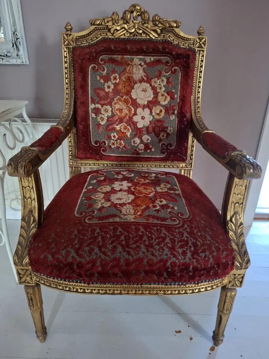 Pair vintage louis 16th style parlour chairs - Image 1