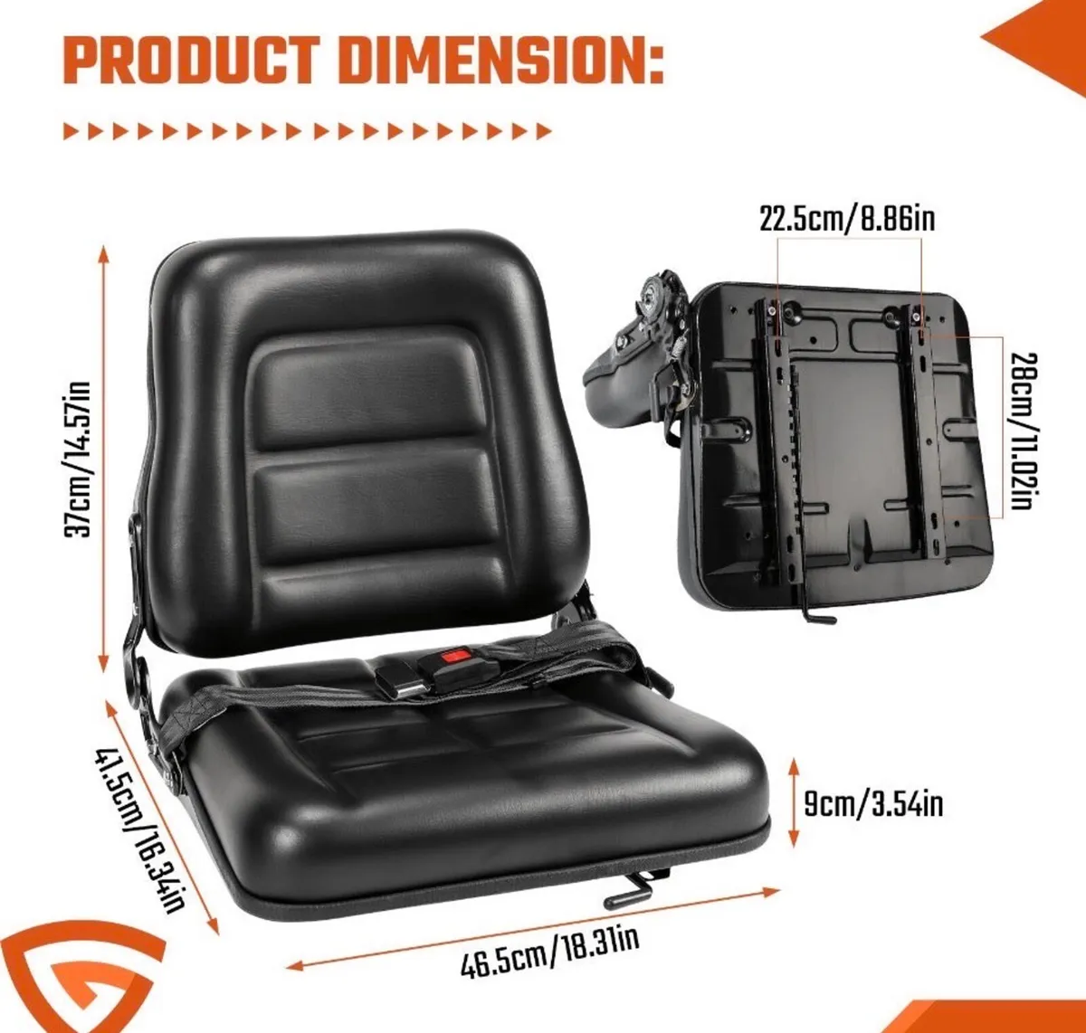 NEW Universal Tractor / Forklift Seat withSeatbelt - Image 3