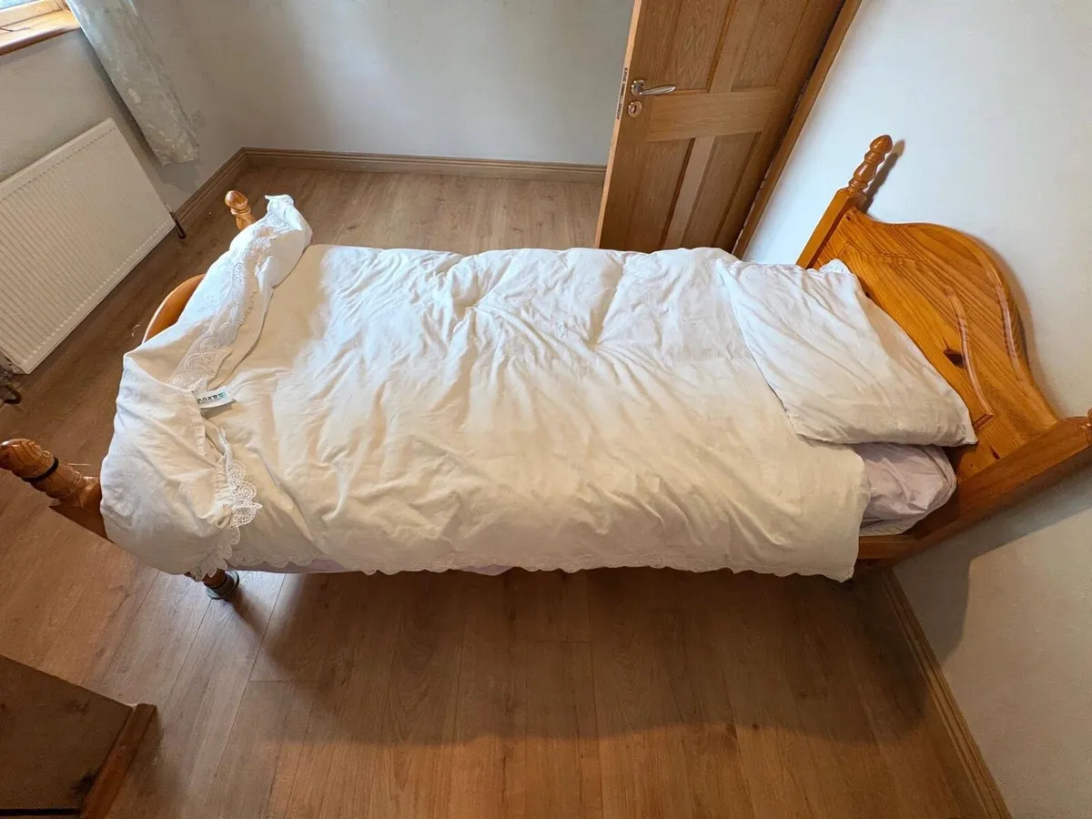 Single Pine Bed & Mattress - Image 2