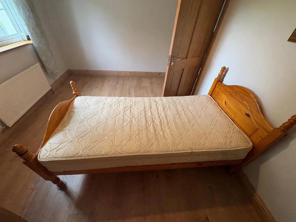 Single Pine Bed & Mattress - Image 3