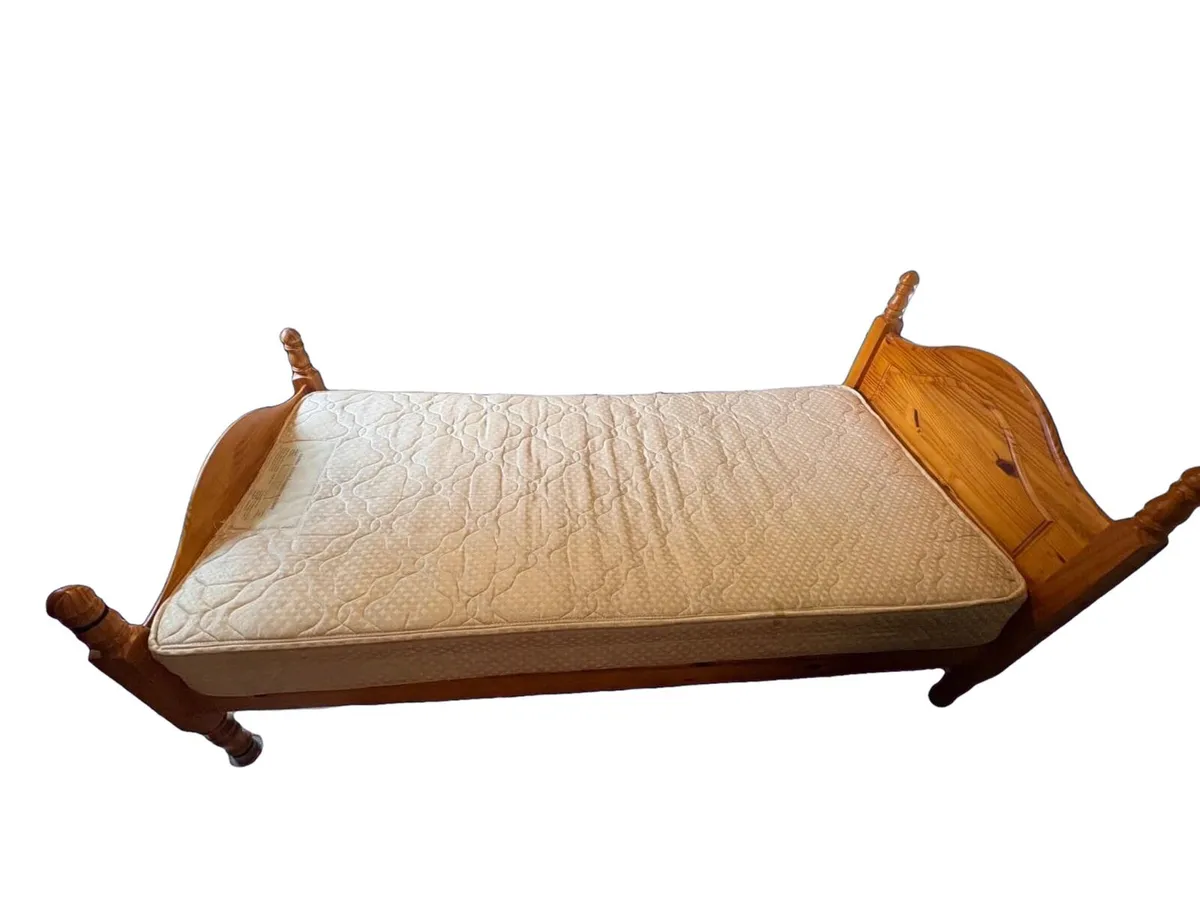 Single Pine Bed & Mattress - Image 4