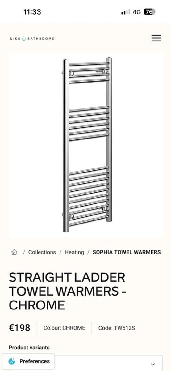 Towel Warmer 1200 x 500 chrome - Image 1