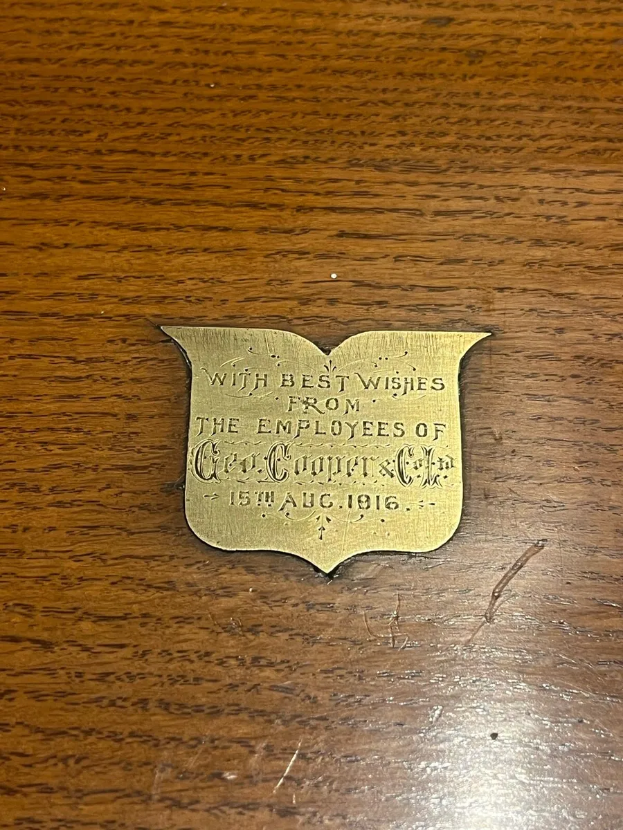 Antique Oak & Brass Box WW1 connection - Image 3