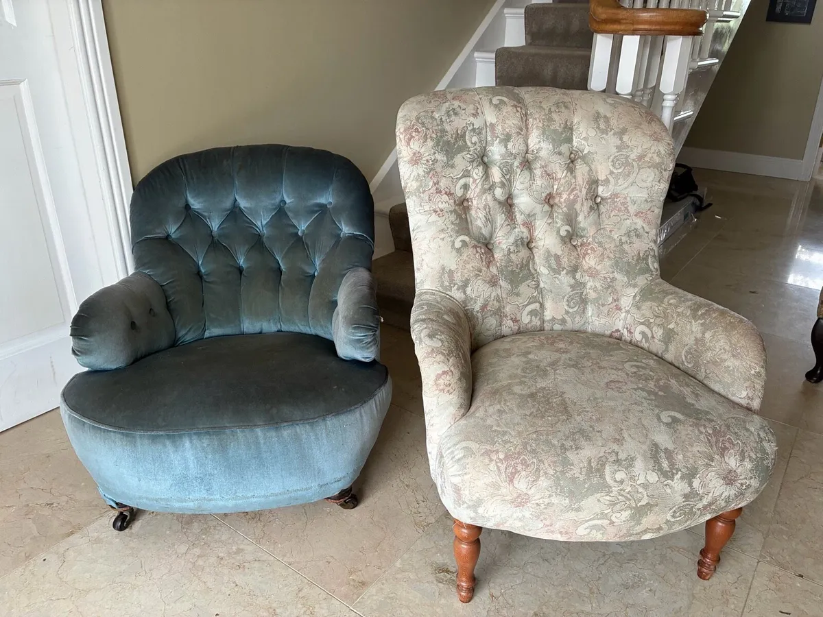 Victorian wingback armchairs - Image 3