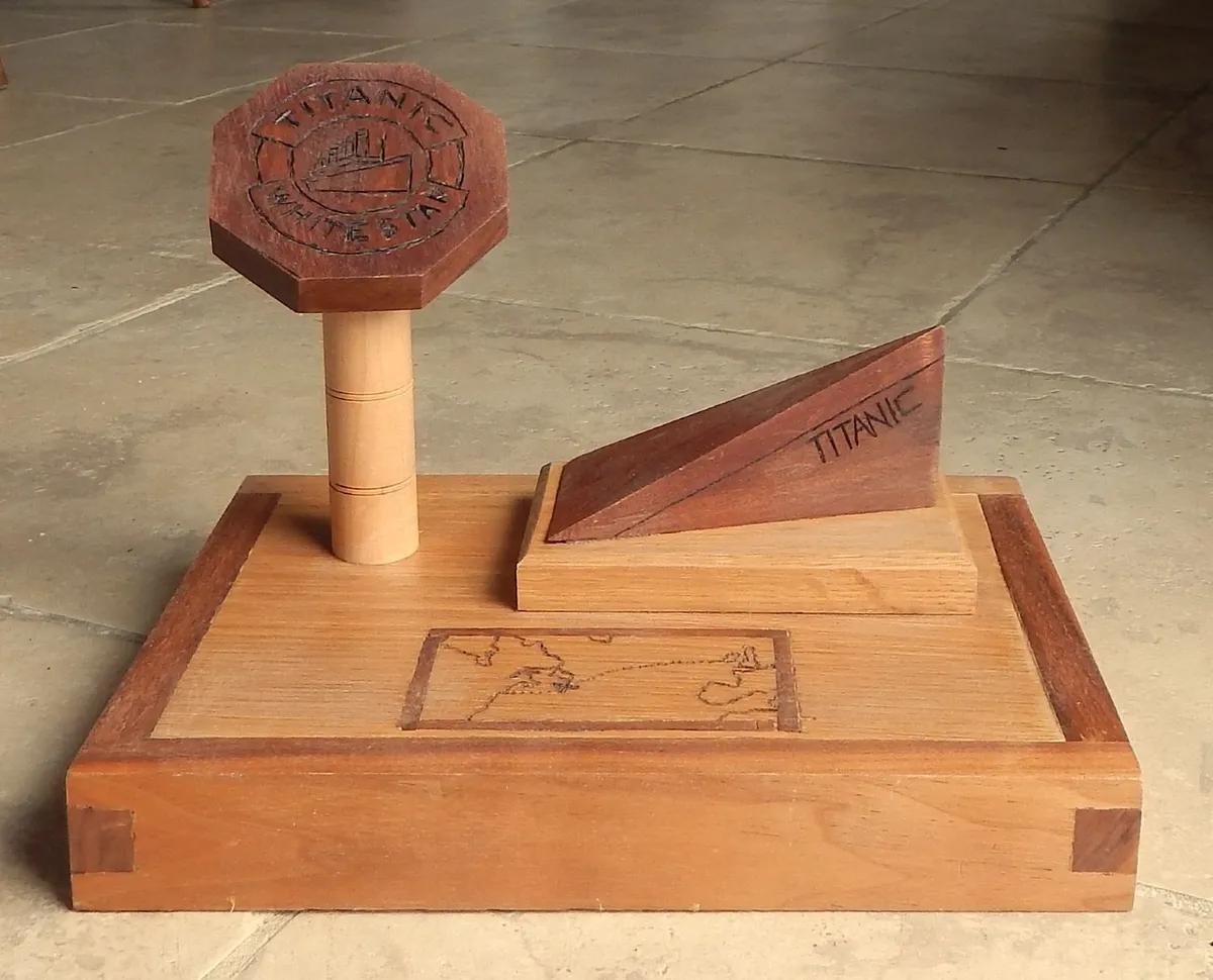 Hand Crafted & Carved Wooden Artwork of Titanic - Image 1