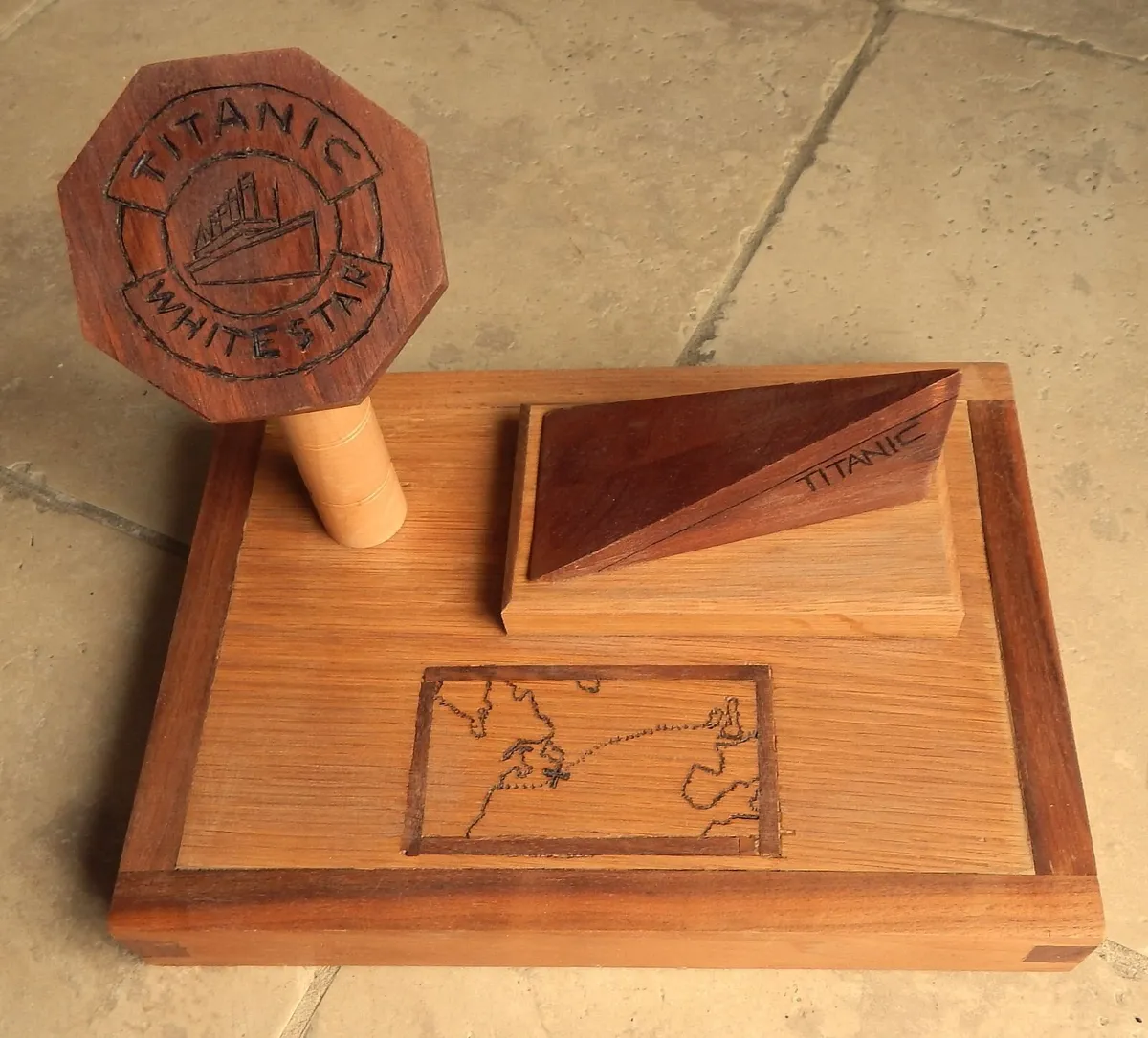 Hand Crafted & Carved Wooden Artwork of Titanic - Image 2