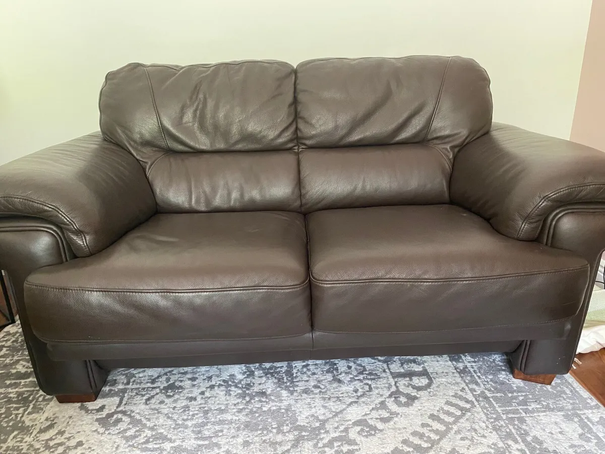 Two seater sofa and armchair Italian Leather - Image 1