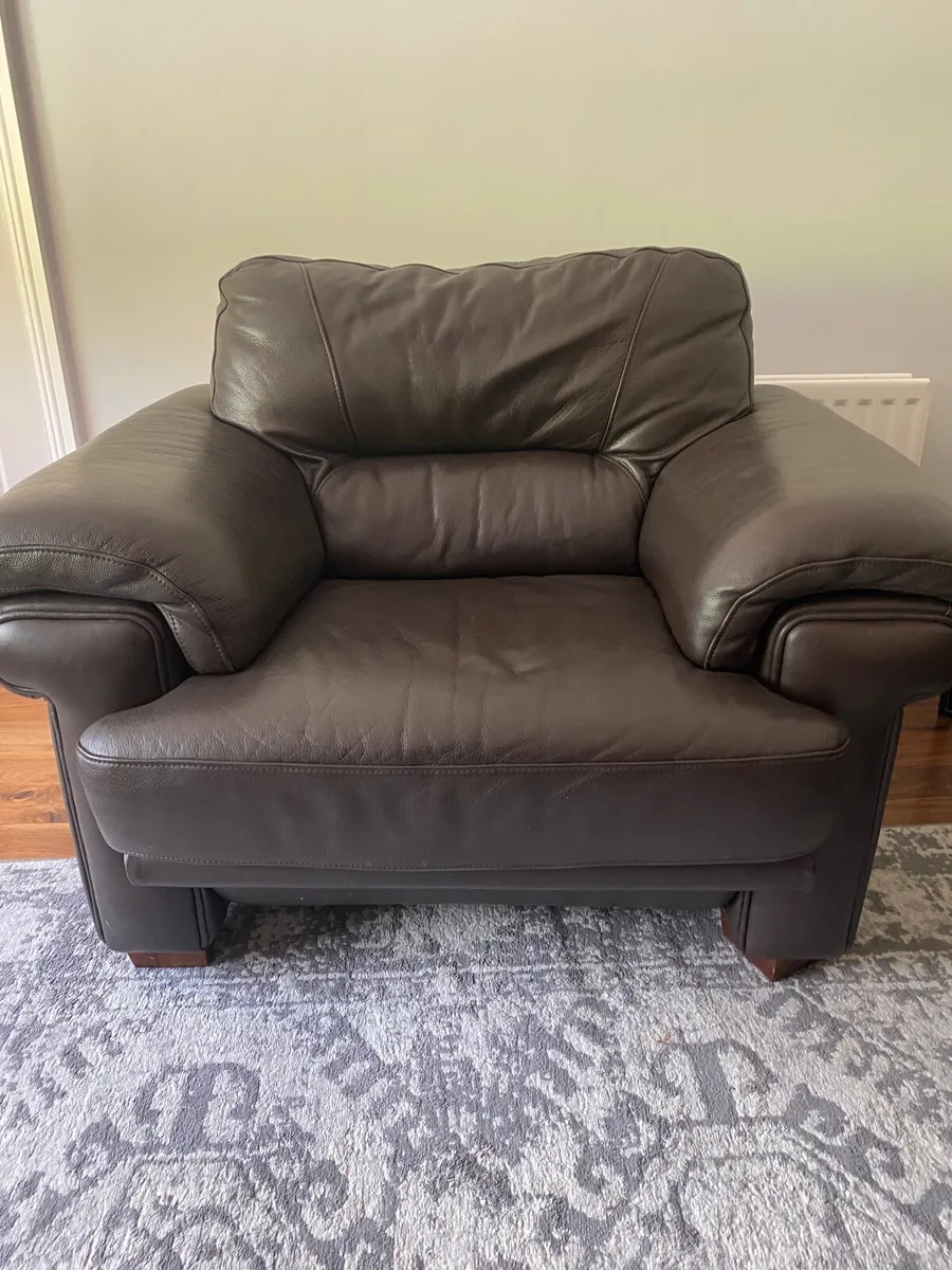 Two seater sofa and armchair Italian Leather - Image 2