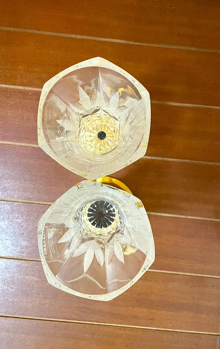 2 Killarney Crystal Vases 22ct Gold Finish bases - Image 3