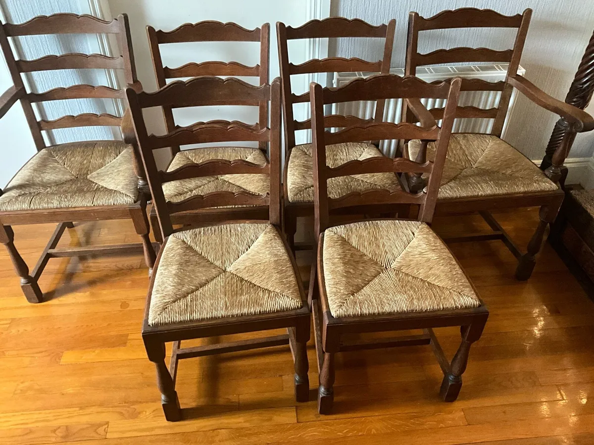 Vintage 6  Oak Ladder Back Sugan Chairs - Image 2