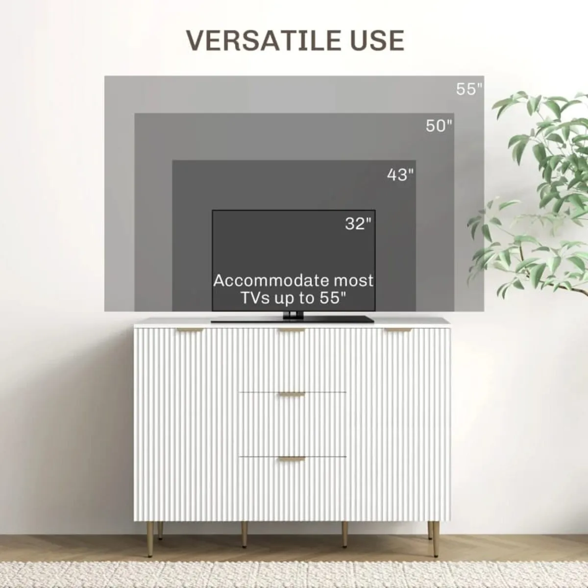 2-Door Sideboard with 3 Drawers and Adjustable She - Image 2