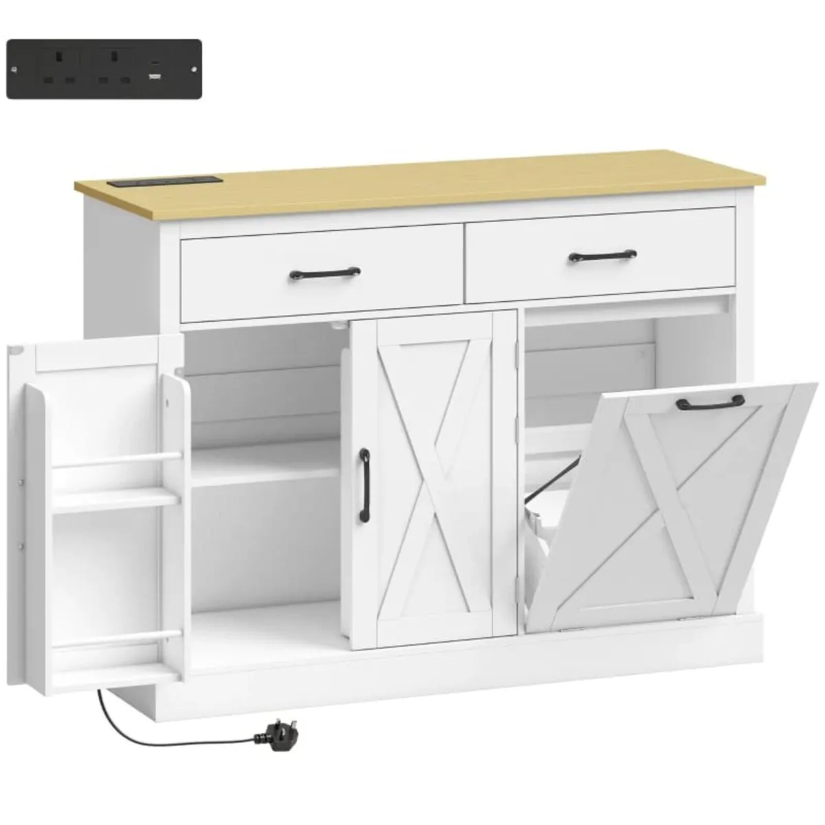 Tilt Out Trash Cabinet with Charging Station, Kitc - Image 3
