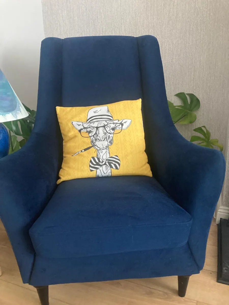 2 Ez Living Bella Navy Velvet Occasional Chairs - Image 1