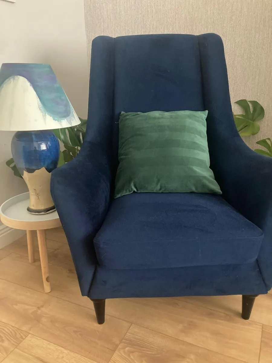 2 Ez Living Bella Navy Velvet Occasional Chairs - Image 2