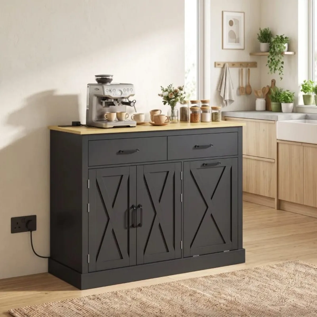 Tilt Out Trash Cabinet with Charging Station, Kitc - Image 1